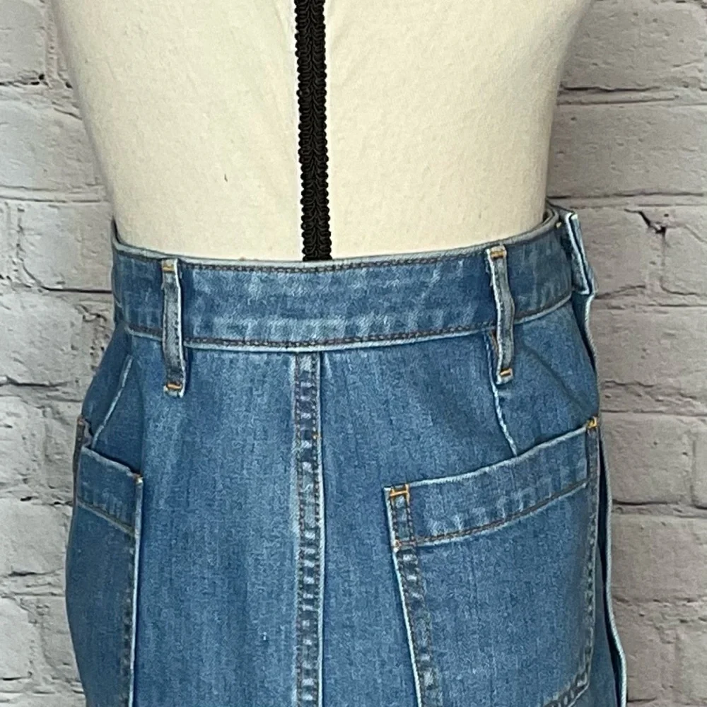 LOFT Outlet Button Front Denim Skirt Closure Raw Hem Cotton 6